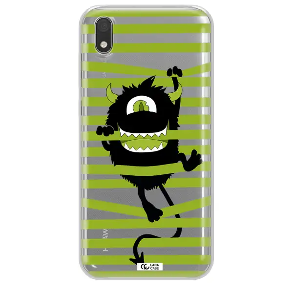 a black monster with horns and green stripes Huawei Honor 8S Clear TPU Case