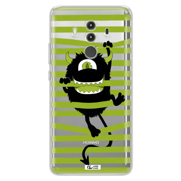 a black monster with horns and green stripes Huawei Mate 10 Clear TPU Case