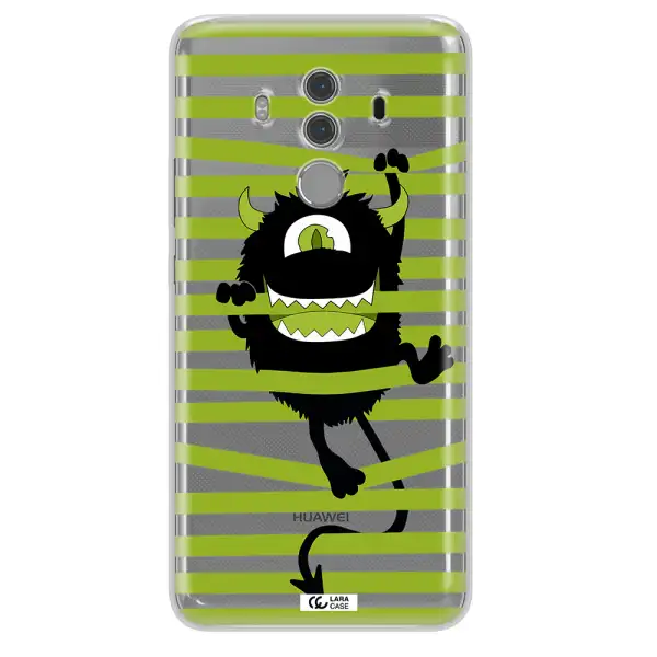 a black monster with horns and green stripes Huawei Mate 10 Pro Clear TPU Case