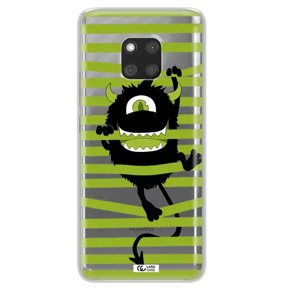 a black monster with horns and green stripes Huawei Mate 20 Pro Clear TPU Case