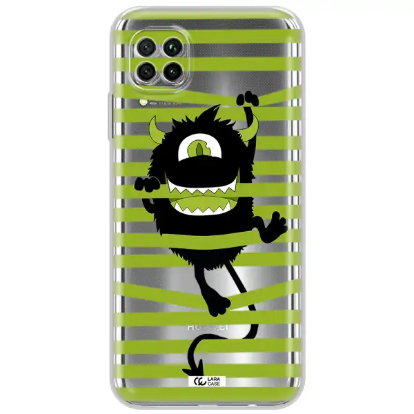 A Black Monster With Horns And Green Stripes Huawei Nova 7I Clear Tpu Case