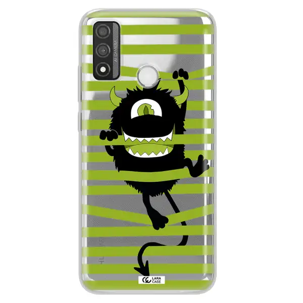 a black monster with horns and green stripes Huawei P Smart 2020 Clear TPU Case
