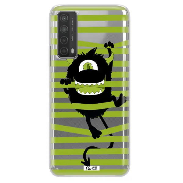 a black monster with horns and green stripes Huawei P Smart 2021 Clear TPU Case