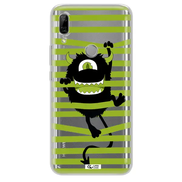 a black monster with horns and green stripes Huawei P Smart Z Clear TPU Case