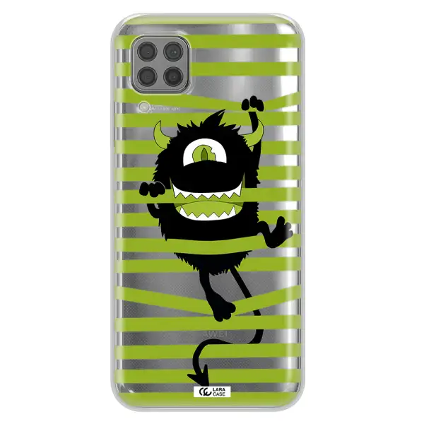 a black monster with horns and green stripes Huawei P40 Lite Clear TPU Case