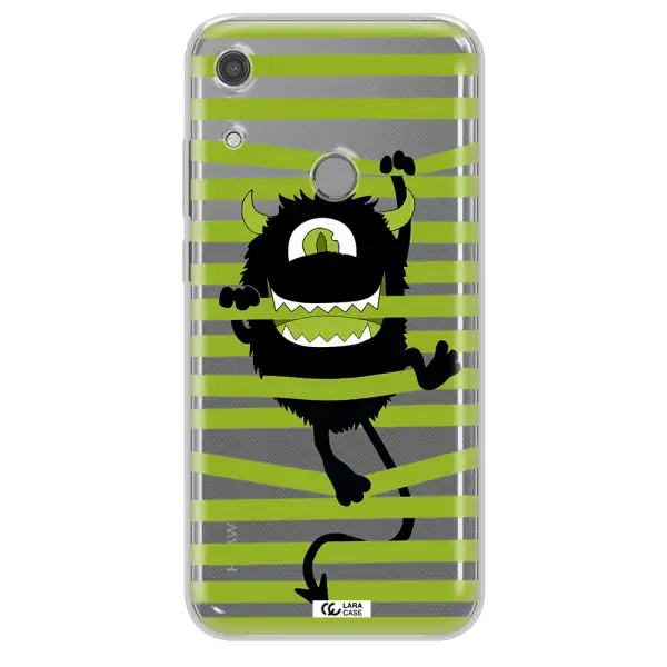 a black monster with horns and green stripes Huawei Y6S Clear TPU Case