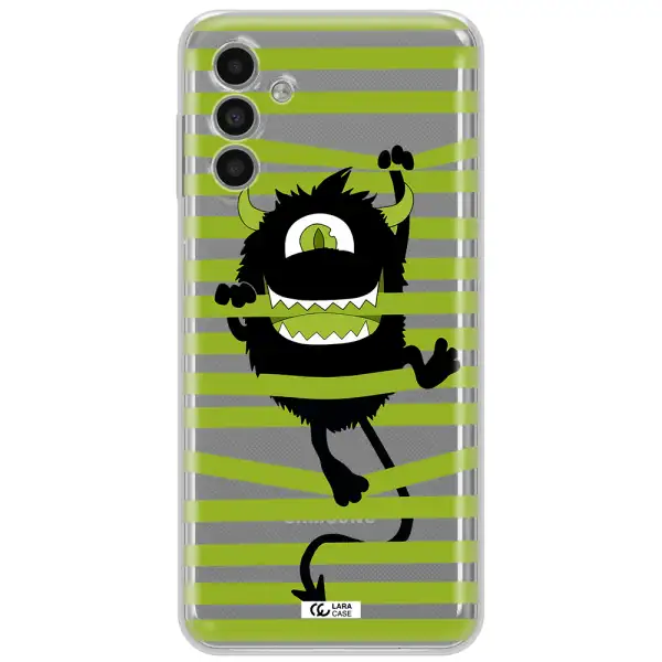 A Black Monster With Horns And Green Stripes Samsung A13 5G Clear Tpu Case