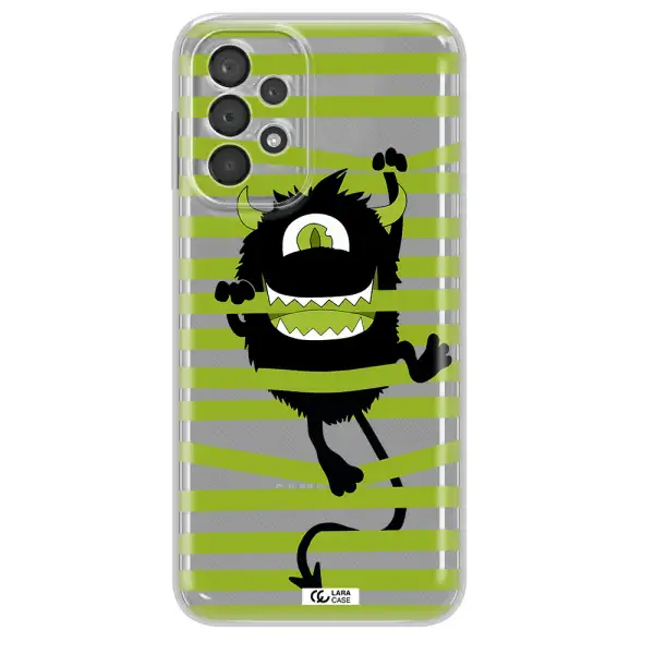 A Black Monster With Horns And Green Stripes Samsung A23 5G Clear Tpu Case