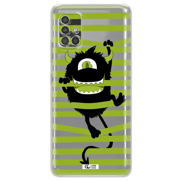 A Black Monster With Horns And Green Stripes Samsung A40S Clear Tpu Case