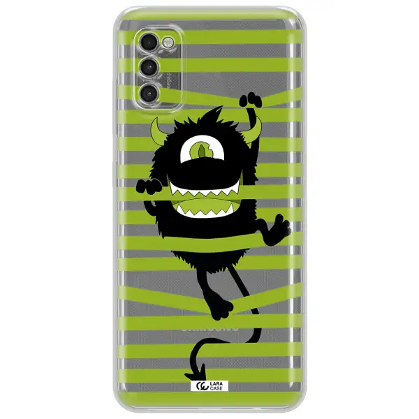 A Black Monster With Horns And Green Stripes Samsung A41 Clear Tpu Case