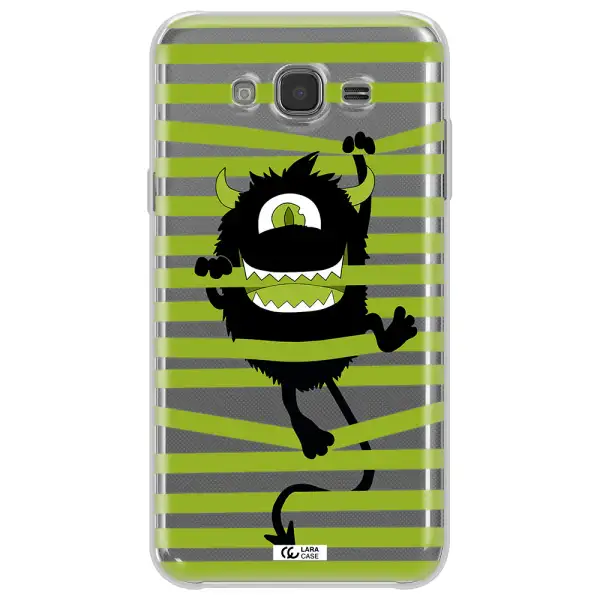 a black monster with horns and green stripes Samsung J7 Core Clear TPU Case