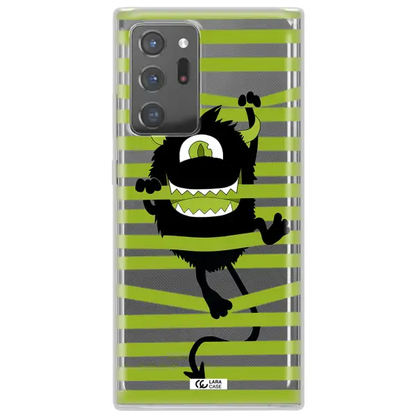 a black monster with horns and green stripes Samsung Note 20 Ultra Clear TPU Case