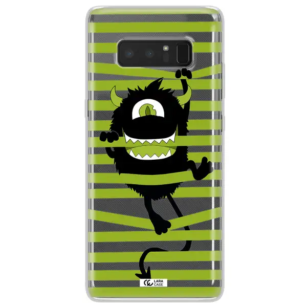 a black monster with horns and green stripes Samsung Note 8 Clear TPU Case
