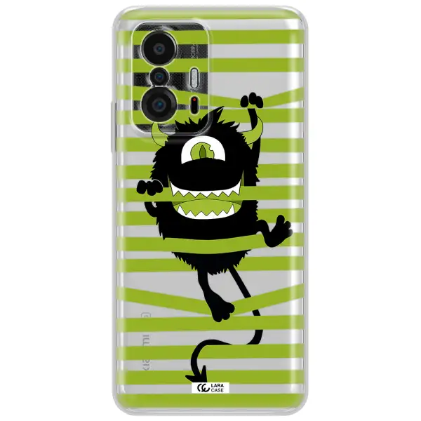 A Black Monster With Horns And Green Stripes Xiaomi 11T Clear Tpu Case