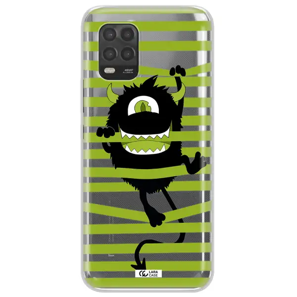 a black monster with horns and green stripes Xiaomi Mi 10 Lite Clear TPU Case