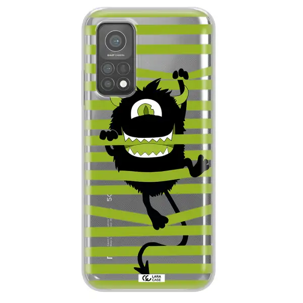 a black monster with horns and green stripes Xiaomi Mi 10 T Pro Clear TPU Case