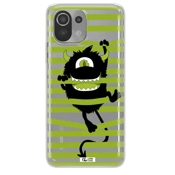 a black monster with horns and green stripes Xiaomi Mi 11 Lite Clear TPU Case