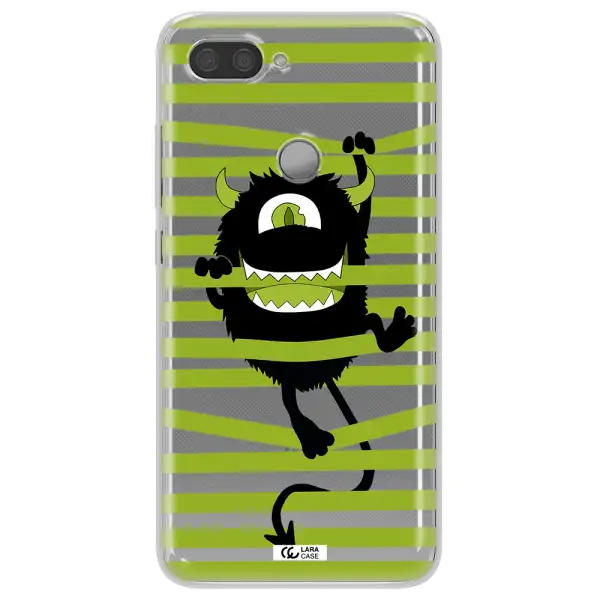a black monster with horns and green stripes Xiaomi Mi 8 Lite Clear TPU Case