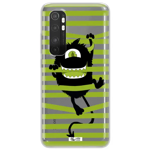 a black monster with horns and green stripes Xiaomi Mi Note 10 Lite Clear TPU Case