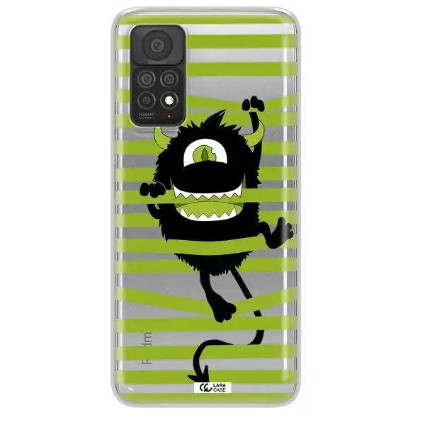 a black monster with horns and green stripes Xiaomi Note 11 Pro Clear TPU Case