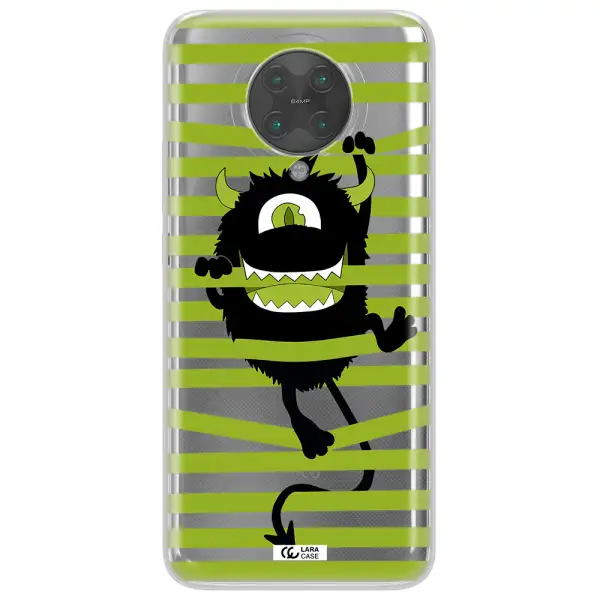 a black monster with horns and green stripes Xiaomi Poco F2 Pro Clear TPU Case