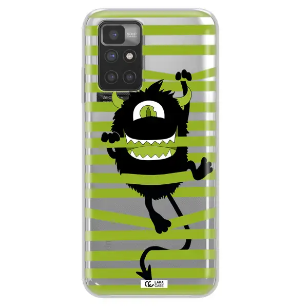 a black monster with horns and green stripes Xiaomi Redmi 10 Clear TPU Case