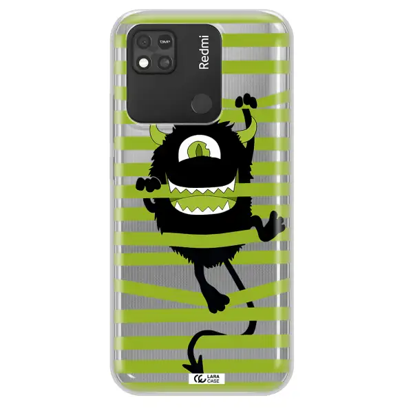 a black monster with horns and green stripes Xiaomi Redmi 10A Clear TPU Case