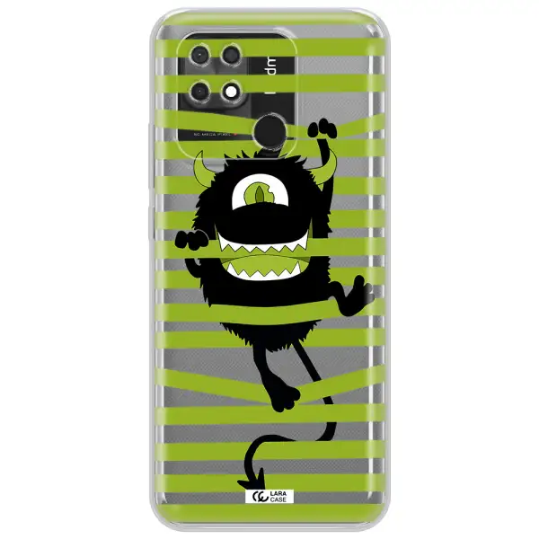a black monster with horns and green stripes Xiaomi Redmi 10C Clear TPU Case