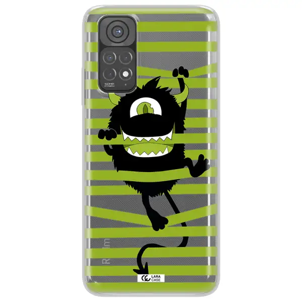 a black monster with horns and green stripes Xiaomi Redmi Note 11 Clear TPU Case