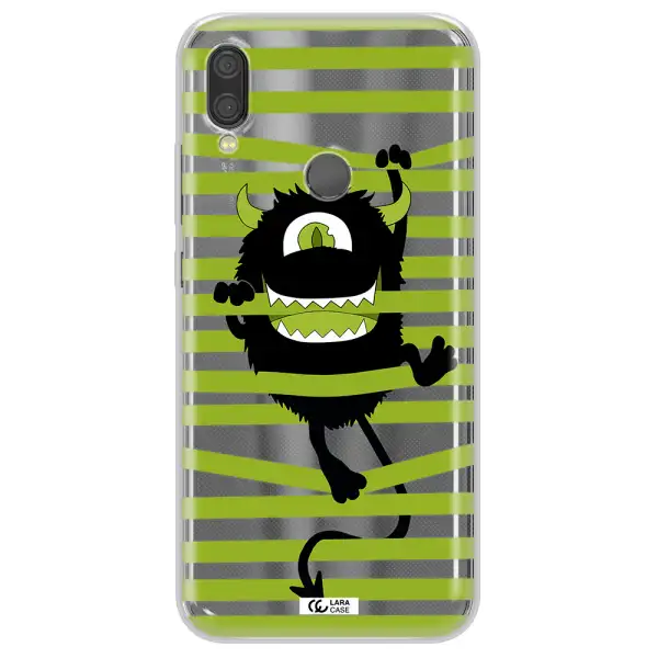 a black monster with horns and green stripes Xiaomi Redmi Note 7 Clear TPU Case
