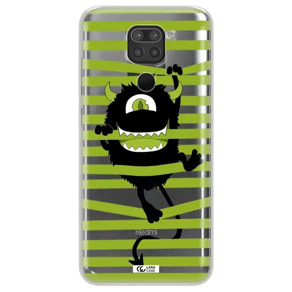a black monster with horns and green stripes Xiaomi Redmi Note 9 Clear TPU Case