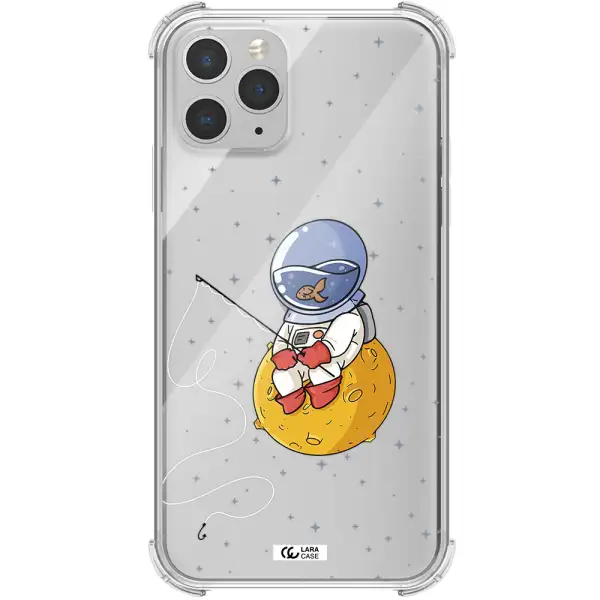 a cartoon of an astronaut sitting on a moon Apple iPhone 11 pro max Clear PC Case