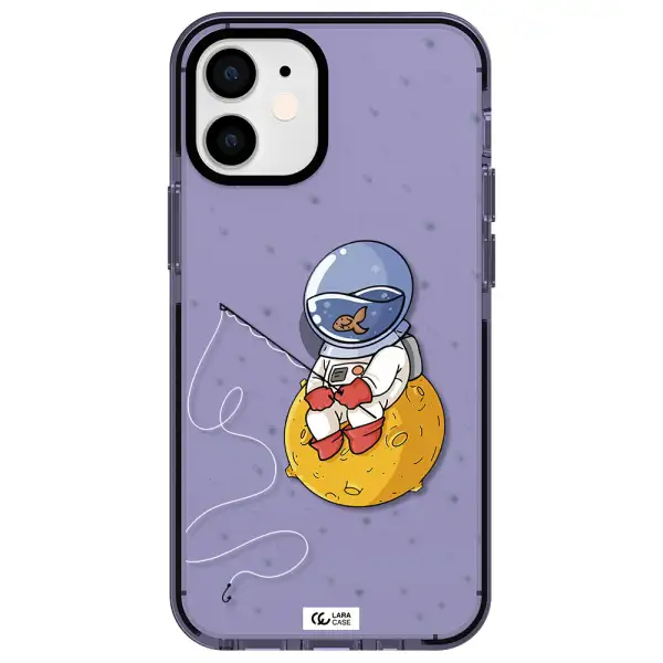 a cartoon of an astronaut sitting on a moon Apple iPhone 12 mini impact Lilac Case