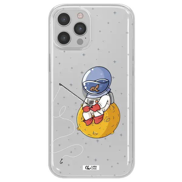 a cartoon of an astronaut sitting on a moon Apple iPhone 12 pro Clear TPU Case