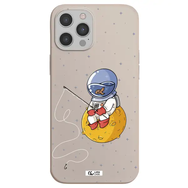 a cartoon of an astronaut sitting on a moon Apple iPhone 12 pro Silicone Stone Case
