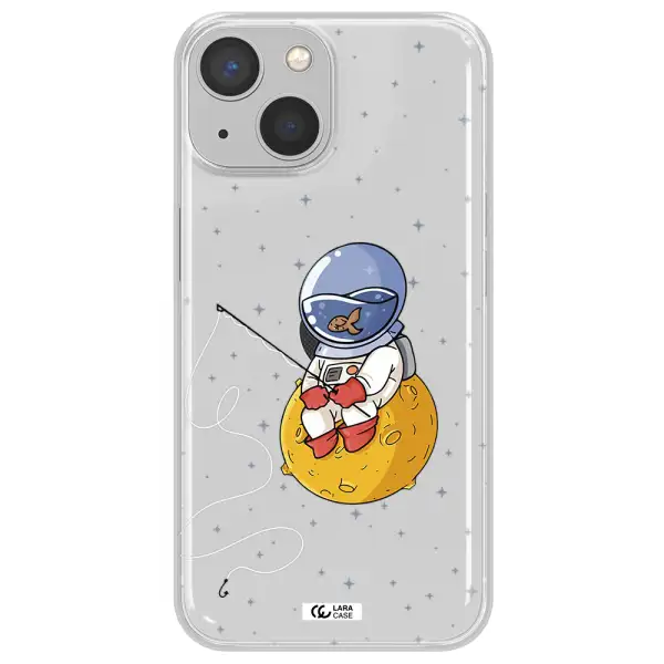 a cartoon of an astronaut sitting on a moon Apple iPhone 13 Clear TPU Case