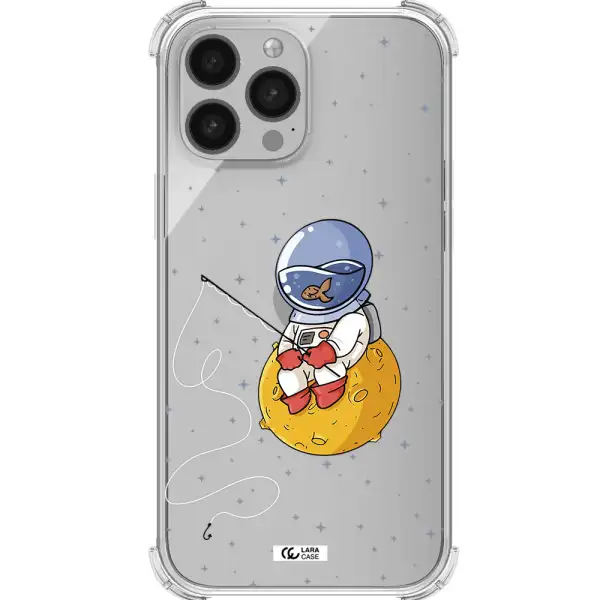 a cartoon of an astronaut sitting on a moon Apple iPhone 13 Pro Clear PC Case