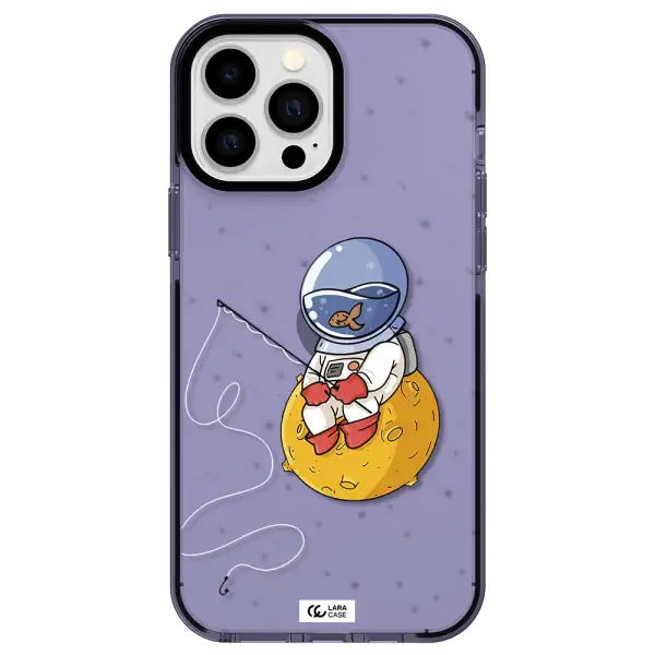 a cartoon of an astronaut sitting on a moon Apple iPhone 13 Pro Max impact Lilac Case