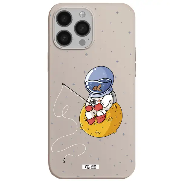 a cartoon of an astronaut sitting on a moon Apple iPhone 13 Pro Max Silicone Stone Case