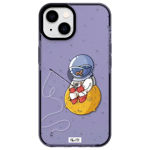 a cartoon of an astronaut sitting on a moon Apple iPhone 14 impact Lilac Case