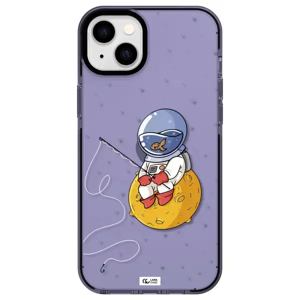 a cartoon of an astronaut sitting on a moon Apple iPhone 14 plus impact Lilac Case
