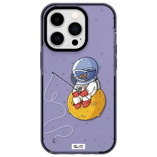 a cartoon of an astronaut sitting on a moon Apple iPhone 14 pro impact Lilac Case