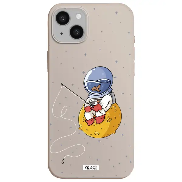 a cartoon of an astronaut sitting on a moon Apple iphone 15 plus Silicone Stone Case