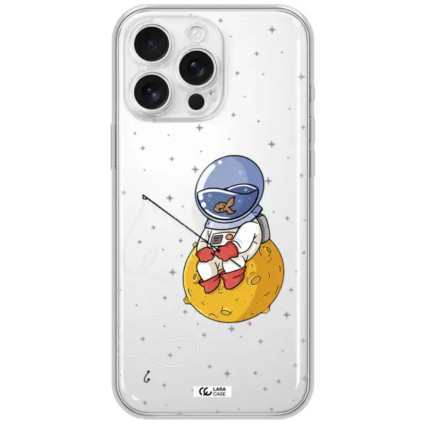A Cartoon Of An Astronaut Sitting On A Moon Apple Iphone 16 Pro Max Clear Tpu Case