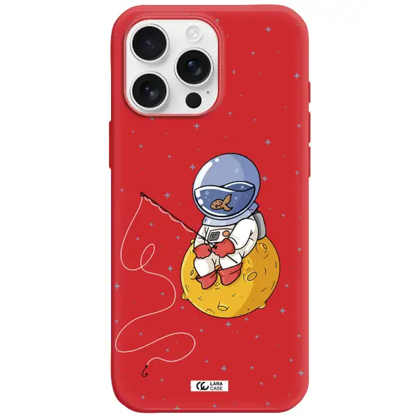A Cartoon Of An Astronaut Sitting On A Moon Apple Iphone 16 Pro Max Silicone Stone Case