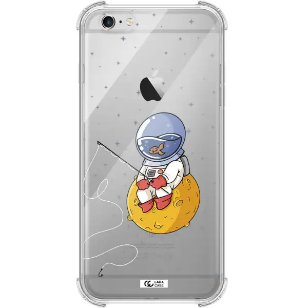a cartoon of an astronaut sitting on a moon Apple iPhone 6 plus Clear PC Case