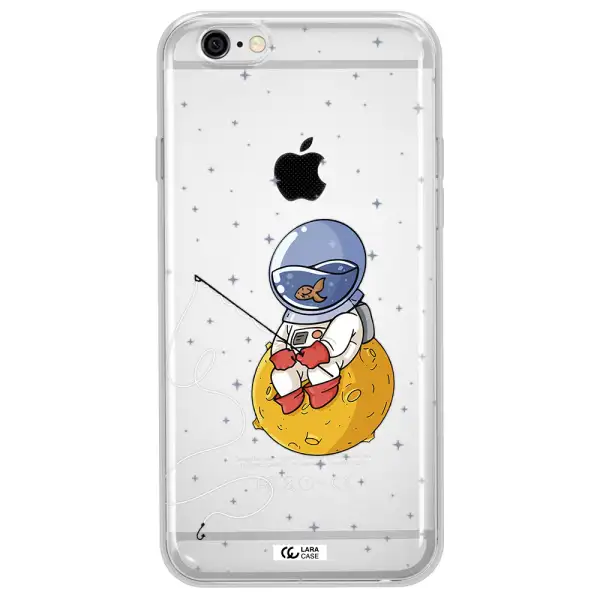a cartoon of an astronaut sitting on a moon Apple iPhone 6 plus Clear TPU Case