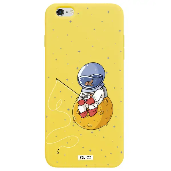 a cartoon of an astronaut sitting on a moon Apple iPhone 6 s plus Silicone canary yellow Case