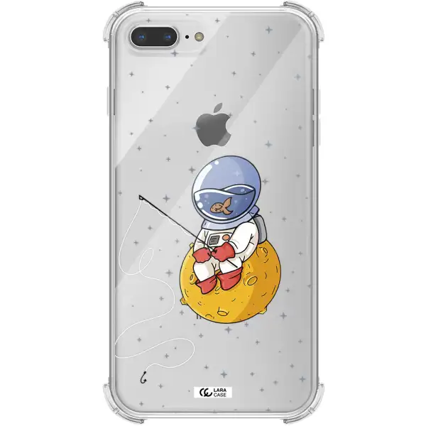 a cartoon of an astronaut sitting on a moon Apple iPhone 7 plus Clear PC Case