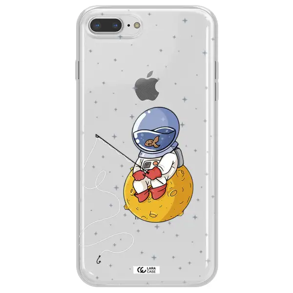 a cartoon of an astronaut sitting on a moon Apple iPhone 8 plus Clear TPU Case